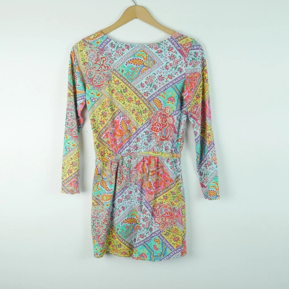 Ralph Lauren Girls Patchwork‎ Paisley Dress Preppy Long Sleeve Cotton L 12-14